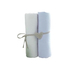 Babycalin Lot de 2 draps-housses Blanc et Bleu 70 x 140 cm - Publicité