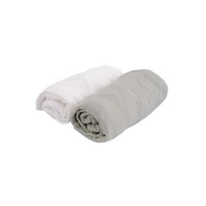 GENERIQUE Doux nid lot 2 draps-housses jersey blanc et gris perle 60 x 120 cm - Publicité