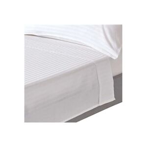 Homescapes Drap plat rayé satin de coton égyptien 330 fils Blanc 240 x 275 cm - Publicité