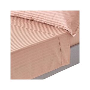 Homescapes Drap plat rayé satin de coton égyptien 330 fils Beige taupe 240 x 275 cm - Publicité