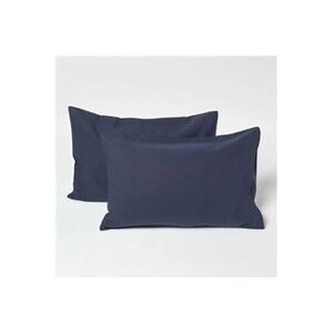Homescapes Lot de 2 Taies d'oreiller enfant en lin lavé Bleu marine, 40 x 60 cm - Publicité