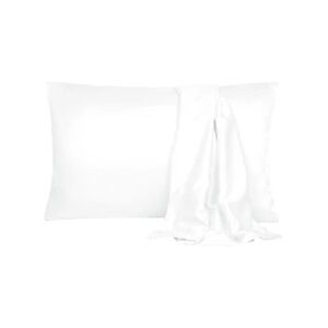 PiccoCasa Taie d'oreiller Satin de Soie - 2 Pièces - Blanc 51x91cm - Publicité