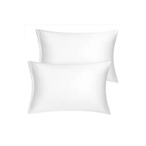 PiccoCasa Taie d'oreiller en Satin Soyeux 2 Pièces Fermeture Eclair Blanc 53.5x68.5cm - Publicité