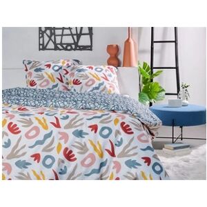 Vente-Unique.com Parure de lit réversible en coton 57 fils /cm² - housse de couette 240 x 260 cm + 2 taies d'oreiller 63 x 63 cm - Multicolore - SONIRA - Publicité