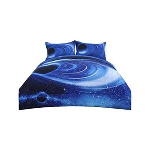 Uxcell Parure de lit Galaxies 1 couette, 2 taies d'oreiller double Blanc Bleu 173x224cm - Publicité