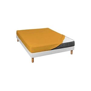 Terre de Nuit Drap housse jersey jaune moutarde bonnet 30 cm 80x190 - Publicité