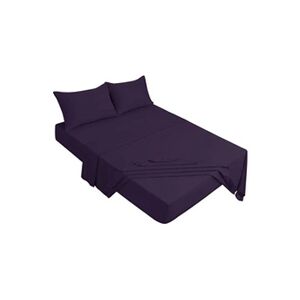 PiccoCasa -4pcs ensemble de Draps Literie en Microfibre de Polyester, Pleine Violet Foncé - Publicité