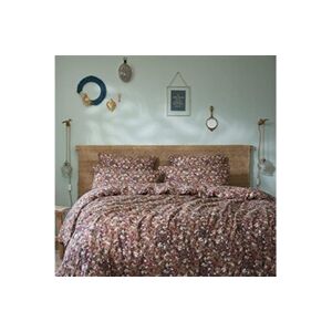 Terre de Nuit Parure de lit gaze de coton imprimé floral marron camel 140x200 - Publicité