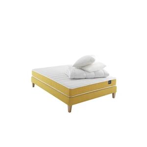 Someo Ensemble matelas mousse, sommier, pieds, couette et oreiller Aurore 400 - 140x200 - Publicité