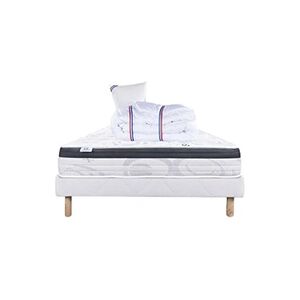 Luxury Literie Ensemble Matelas 90x190 cm, Sleeplux, 26 cm, mousse mémoire de forme, ferme, face été/hiver + sommier blanc ep 13cm + oreiller + couette - Publicité