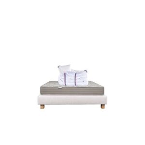 Luxury Literie Ensemble Matelas 160x200 cm, Organic Coton, 24 cm, mémoire de forme, ferme, face été/hiver + sommier beige ep20cm + 2 oreillers + couette - Publicité