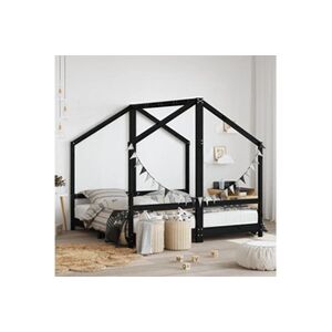 VIDAXL Cadre de lit pour enfant noir 2x(80x160) cm bois de pin massif - Publicité