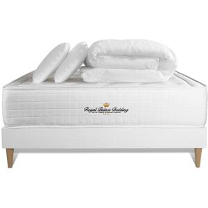 Royal Palace Bedding Pack Matelas A Memoire De Forme Maxi Epaisseur Buckingham 140x190cm Sommier Kit Blanc + 2 Oreillers + 1 Couette 240x220cm - Publicité