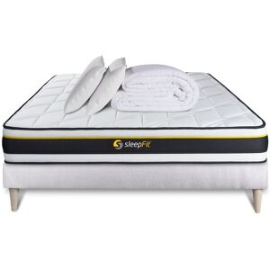 Pack Prêt A Dormir 140x200 Matelas Soft + Sommier Kit Blanc + 2 Oreillers Memoire De Forme 60x40cm + Couette Percale 240x220 Cm - Publicité