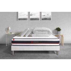 Somness Pack Prêt A Dormir 140x200 Matelas Form + Sommier Kit Blanc + 2 Oreillers Memoire De Forme 60x40cm + Couette Percale 240x220 Cm - Publicité