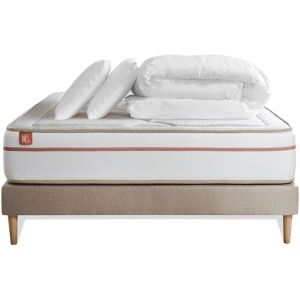 Pack Prêt A Dormir Matelas Le Paisible 160x200cm Memoire De Forme Biovisco + Sommier Beige + 2 Oreillers + Couette 260x240 - Publicité