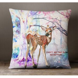 S4sassy Housse De Coussin De Satin Oreiller Imprimé Cerf Décoratif Boîtier Carré Jet - Choisir La Taille, Multicolore - Publicité