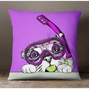 Chat S4sassy Imprimer Taie D'Oreiller Décoratif Jet Violet Cas De Coussin Carré - Violet - Publicité