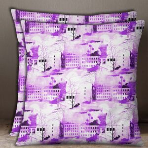 La Décoration Intérieure S4sassy Couverture Architecturale Coussin Carré Coton Violet Popeline Oreiller Cas 1 Paire Pouces - Publicité