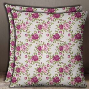 S4sassy 2 Pcs Taie D'oreiller Imprimé Floral Rose Carré Violet Foncé Popeline Cas De Coussin - Publicité