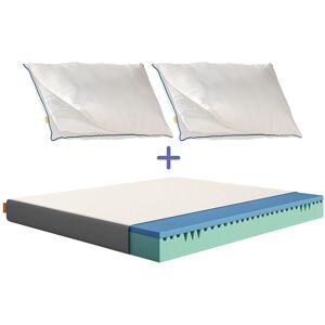 Emma Pack Matelas Confort 140x200 Cm + 2 Oreillers Nuage Sommeil Réparateur Indépendance De Couchage Confort Optimal Lavables - Publicité