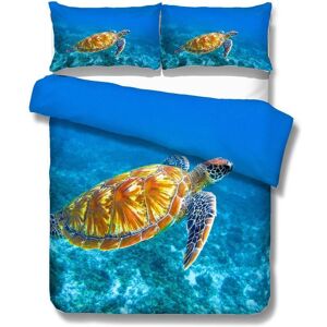 Parure De Couette 3d Imprimé Tortue Marine - 1 Housse De Couette 175 X 215 Cm + 1 Taie D'oreiller 50 X 75 Cm - Publicité