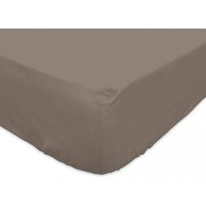 Drap Housse 160x200 Cm En Coton 57 Fils Soleil D'ocre Taupe - Publicité