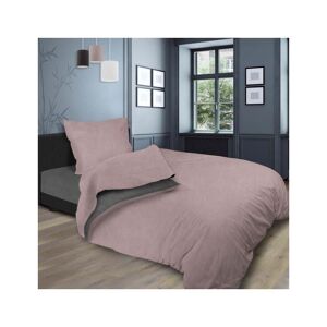 Soleil D'ocre Parure De Lit En Coton Lavé 180x190 Cm Bicolore Rose/Gris - Publicité