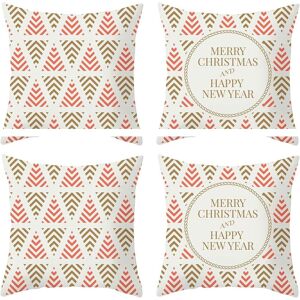 Hirola Lot De 4 Housses De Coussin Douces De Noël, Motif Arbre De Noël, Flocon De Neige, 45 X 45 Cm, Taie D'oreiller Décorative, Beige, Vert Olive - Publicité