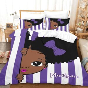 Parure De Lit Personnalis¿¿E Afro Girl Violet, Avec Oreiller, Housse De Couette Douce, Fermeture ¿¿Clair - Publicité