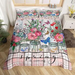 Parure De Lit Style Boho, Ensemble De Literie ¿¿ Fleurs, Motif Papillon, Plantes, Vase, Housse De Couette, Pour Enfants, Filles, Femmes, Chambre De Jeunesse, Rose G¿¿Om¿¿Tri - Publicité