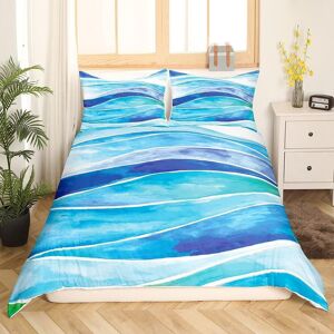 Housse De Couette Oc¿¿An Pour Enfants Et Adolescents, Ensemble De Literie Avec Vagues De Mer, Imprim¿¿ Surf, Microfibre, Polyester, Housse De Couette Avec Oreiller Sh - Publicité