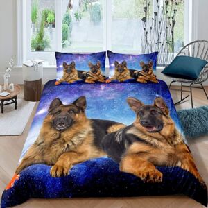 Housse De Couette Chien Galaxie, Ensemble De Literie Imprim¿¿ Chien Berger Allemand 3d, Chic, Bleu, Violet, Ciel ¿¿Toil¿¿, Housse De Couette Pour Gar?Ons Et Filles - Publicité