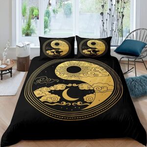 Housse De Couette Soleil Et Lune Pour Filles, Ensemble De Literie Pour Enfants Et Femmes, Tai Chi Chinois, Style Boho, Style Exotique, Dore, Noir, Bohe - Publicité