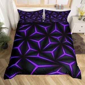 Housse De Couette Geometrique, Ensemble De Literie En Nid D'abeille Pour Garcons Et Filles, Pour Enfants, Femmes Et Hommes, Ultra Doux, Hexagonal, Violet, Noir, Housse De Couette S - Publicité