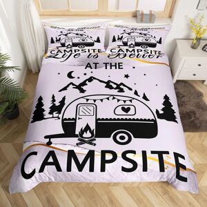 Housse De Couette De Camping En Marbre, Ensemble De Literie De Camping Heureux, Dessin Anime, Housse De Couette De Voiture De Camping, Texture De Marbre Violet, Chambre A Coucher Dec - Publicité