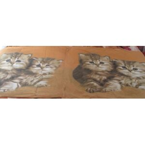 Deux Taies D'oreiller Ou Housses Décoratives Avec Deux Adorables Chatons Sur Fond Marron Clair-65x65cm Environ-100% Coton-Ouverture Latérale Avec Rabat Intérieur - Publicité