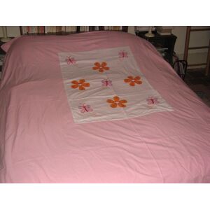 Housse De Couette 200 X 200 Cm Rose Motifs Papillons Brodés "Eveil & Jeux - Publicité