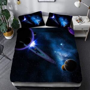 Galaxie Plan¿¿Te Ext¿¿Rieur Espace Univers Vortex Myst¿¿Rieux Noir Trou Planet Track Constellation Bleu Violet Parure De Lit Personnes Housse De Couette Avec Taie D'oreiller X Cm (A, - Publicité