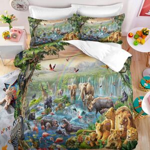 Parure Lit Personnes Fille + X Taies D'oreiller Xcm Microfibre Housse De Couette Personnes Enfant Doux Confortable Housse De Couette X Garcon Animaux X Cm - Publicité