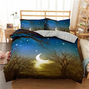 Housse De Couettes Lune ¿¿Toile X Cm + Taies D'oreillers Xcm Parure De Lit Imprim¿¿ Etoile Multicolore Pour Personnes Motif D¿¿Cor De Chambre Pi¿¿Ces (X Cm,¿¿Toiles C) - Publicité