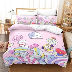 Bts Parure De Lit Avec Housse De Couette, Personnages De Dessins Animés Mignons, Impression 3d, 100 % Microfibre, Y Compris Housse De Couette Et Taie D'oreiller (Meilleur Cadeau Pour L'armée) (Couleur : F, Taille : King 220 X 240 Cm) - Publicité