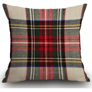 Housse De Coussin À Carreaux 45,7 X 45,7 Cm, Motif Tartan Écossais Rouge Et Blanc En Laine, Motif Carré Symétrique Imprimé Double Face, Taie D'oreiller Décorative 45 X 45 Cm - Publicité