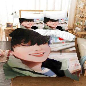 Bts Ensemble De Literie À Motif De Personnage D'anime Bts, Jimin Suga Jungkook V Rap Jhope Coton 2/3 Pièces Pour Housse De Couette Et Taie D'oreiller (Couleur : A, Taille : Double 200x200cm(3pcs)) - Publicité