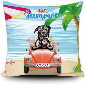 Housse De Coussin Personnalisée Hello Summer Beach Dog, Joli Chien, Lévrier Irlandais, Rouge, Rétro, Voiture, Plage, Océan, Palmier, Nom Personnalisé, Taie D'oreiller Décorative Pour La Maison, Pour Canapé, Lit, 40,6 X 40,6 Cm - Publicité