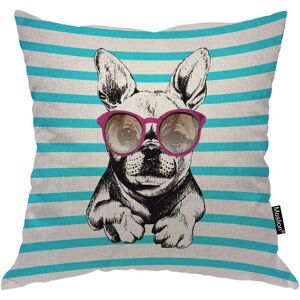 Housse De Coussin Décorative Pour La Maison - Motif Chien - Lunettes De Soleil Violettes - Housse De Coussin Carrée - Taie D'oreiller Standard Pour Femmes, Filles, Enfants, Canapé, Chambre À Coucher, Salon - 45,7 X 45,7 Cm - Noir Sarcelle... Publicité