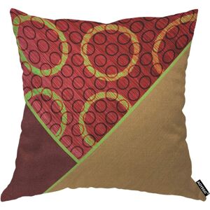 Housse De Coussin Abstraite Dorée, Vert Citron, Vin Rouge, Cercle Rond, Patchwork Moderne, Collage En Sergé, Taie D'oreiller Géométrique De Luxe 45,7 X 45,7 Cm, Housse De Coussin D - Publicité