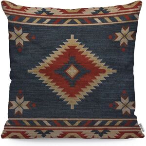 Housse De Coussin À Géométrie Du Sud-Ouest, Taies D'oreiller Amérindiennes Pour Hommes Et Femmes, Housse De Coussin Pour Salon, Ferme, Bleu Rouge, 45x45 Cm - Publicité