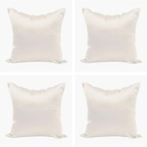 Nunbee Lot De 4 Housses De Coussin En Satin Housse De Coussin Décorative Taies D'oreiller Carrées Canapé-Lit Décoration D'intérieur 18x18 Pouces / 45x45 Cm - Beige - Publicité