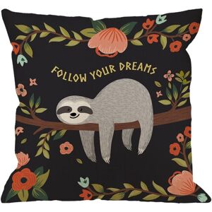 Housse De Coussin Décorative En Forme De Paresseux Par Follow Your Dreams, Taie D'oreiller Carrée En Coton Et Lin Pour Homme/Femme, 45,7 X 45,7 Cm, Noir Et Gris - Publicité